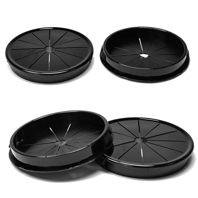 BOPOREAE 4 Pcs Cable Grommet, Snap Bushing 2-15/16" (75 mm) Mounting Diameter, Flexible Petal-Shaped Buckle Round Nylon Desk Grommet for Wires Through Countertop Cord Organizer and Protection, Black - Image 1